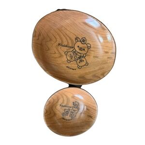 Rilakkuma San-X Wood Grain ceramic  Bowl Set 2019 honey harvest bear